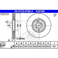 Bremsscheibe | ATE (24.0132-0166.2)