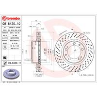 Remschijf COATED DISC LINE BREMBO, Remschijftype: Geperforeerd / Geventileerd, Inbouwplaats: Links, u.a. für Porsche