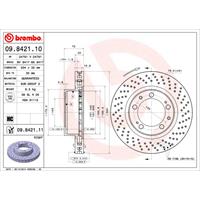 Remschijf COATED DISC LINE BREMBO, Remschijftype: Geperforeerd / Geventileerd, Inbouwplaats: rechts: , u.a. für Porsche