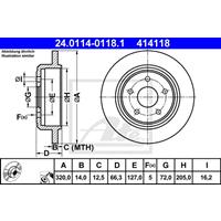 Bremsscheibe | ATE (24.0114-0118.1)