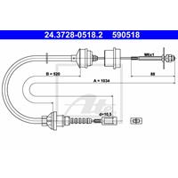 ATE Kupplungsseil 24.3728-0518.2 Kupplungsseilzug,Seilzug, Kupplungsbetätigung FIAT,PEUGEOT,CITROËN,DUCATO Pritsche/Fahrgestell 230,DUCATO Bus 230