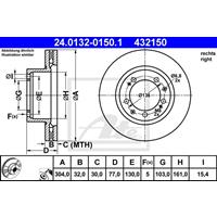 Bremsscheibe Vorderachse rechts ATE 24.0132-0150.1