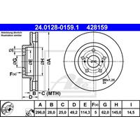 Bremsscheibe | ATE (24.0128-0159.1)