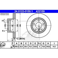 Bremsscheibe | ATE (24.0122-0159.1)