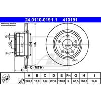 Bremsscheibe Hinterachse ATE 24.0110-0191.1