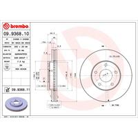 Remschijf COATED DISC LINE BREMBO, Remschijftype: Binnen geventileerd, u.a. für Nissan