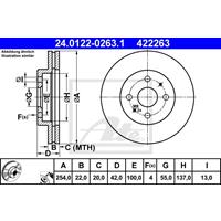 Bremsscheibe Vorderachse ATE 24.0122-0263.1