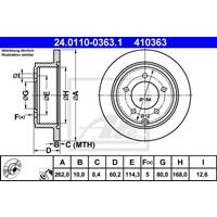 Bremsscheibe Hinterachse ATE 24.0110-0363.1