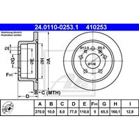 Bremsscheibe Hinterachse ATE 24.0110-0253.1