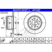 Bremsscheibe Hinterachse ATE 24.0111-0127.1