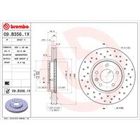 Remschijf BREMBO XTRA LINE BREMBO, Remschijftype: Geperforeerd / Geventileerd, u.a. für Opel, Chevrolet, Vauxhall