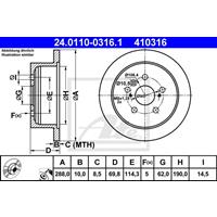 Bremsscheibe | ATE (24.0110-0316.1)