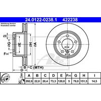 Bremsscheibe | ATE (24.0122-0238.1)