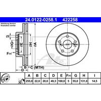 Bremsscheibe Vorderachse ATE 24.0122-0258.1