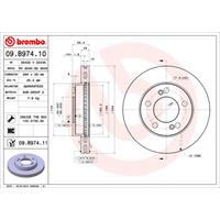 Remschijf COATED DISC LINE BREMBO, Remschijftype: Binnen geventileerd, u.a. für Ssangyong