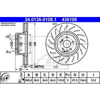 Bremsscheibe | ATE (24.0136-0108.1)