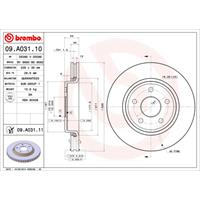 BREMBO Bremsscheiben JEEP 09.A031.11 52089269AB Scheibenbremsen,Bremsscheibe