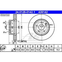 Bremsscheibe | ATE (24.0128-0142.1)