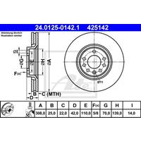 Bremsscheibe | ATE (24.0125-0142.1)