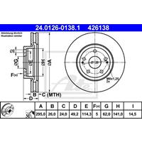 Bremsscheibe | ATE (24.0126-0138.1)