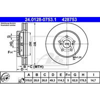 Bremsscheibe | ATE (24.0128-0753.1)