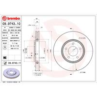 Remschijf COATED DISC LINE BREMBO, Remschijftype: Binnen geventileerd, u.a. für Chrysler, Dodge