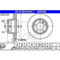 Bremsscheibe | ATE (24.0125-0104.1)