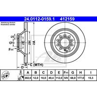 Bremsscheibe | ATE (24.0112-0159.1)