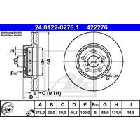 Bremsscheibe | ATE (24.0122-0276.1)