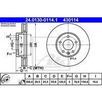 Bremsscheibe | ATE (24.0130-0114.1)