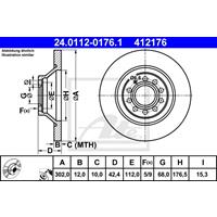 Bremsscheibe | ATE (24.0112-0176.1)