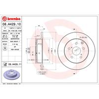 BREMBO Bremsscheiben LEXUS,TOYOTA 08.A429.11 424310R010,4243142060,424310R010 Scheibenbremsen,Bremsscheibe 4243142060