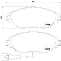 Remblokkenset, schijfrem BREMBO, u.a. für VW, Seat