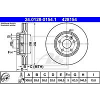 Bremsscheibe | ATE (24.0128-0154.1)