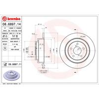 BREMBO Bremsscheiben SUBARU 08.6897.11 26310AA040,26310AA050,26310AA051 Scheibenbremsen,Bremsscheibe 26700FE010,26700FE030,26700FE080