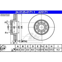 Bremsscheibe | ATE (24.0125-0171.1)