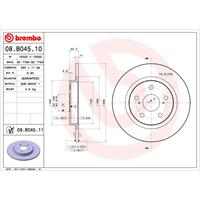 BREMBO Bremsscheiben 08.B045.10 Scheibenbremsen,Bremsscheibe TOYOTA,AVENSIS Station Wagon ZRT27, ADT27,AVENSIS Stufenheck ZRT27, ADT27