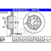 Bremsscheibe Hinterachse ATE 24.0124-0116.1