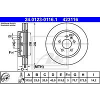 Bremsscheibe | ATE (24.0123-0116.1)