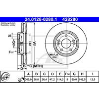 Bremsscheibe | ATE (24.0128-0280.1)