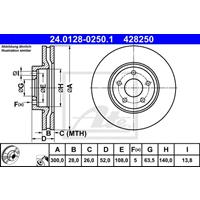 Bremsscheibe | ATE (24.0128-0250.1)