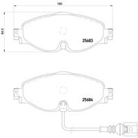 Remblokkenset, schijfrem BREMBO, u.a. für Audi, Skoda, Seat, VW, Cupra