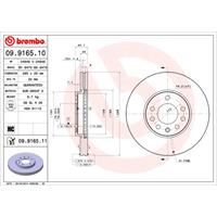 Remschijf COATED DISC LINE BREMBO, Remschijftype: Binnen geventileerd, u.a. für Cadillac, Saab, Opel, Vauxhall