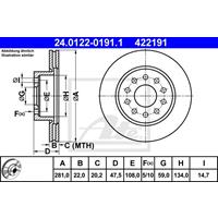 Bremsscheibe Vorderachse ATE 24.0122-0191.1