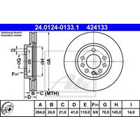 Bremsscheibe Vorderachse ATE 24.0124-0133.1