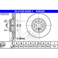 Bremsscheibe | ATE (24.0130-0220.1)