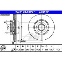 Bremsscheibe | ATE (24.0123-0122.1)