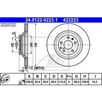 Bremsscheibe | ATE (24.0122-0223.1)