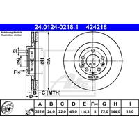 Bremsscheibe | ATE (24.0124-0218.1)