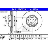 Bremsscheibe | ATE (24.0128-0276.1)